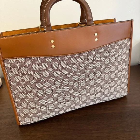 Coach Brown and Tan Briefcase with Monogram Elegance - Picture 3 of 7